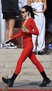 Amelia Hamlin in a Red Ensemble