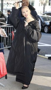 Ariana Grande in a Black Puffer Coat