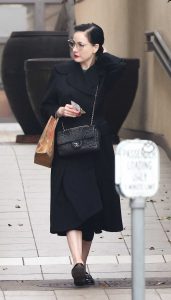 Dita Von Teese in a Black Coat