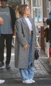 Jennifer Lopez in a Grey Coat