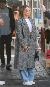 Jennifer Lopez in a Grey Coat