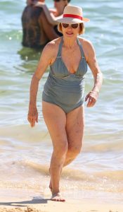 Gai Waterhouse in a Grey Swimsuit