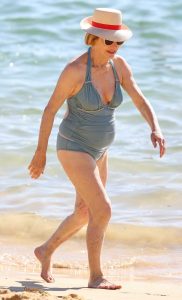 Gai Waterhouse in a Grey Swimsuit