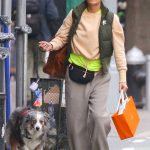 Helena Christensen in a White Sneakers Walks Her Dog in New York 12/19/2024