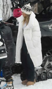 Jennifer Lopez in a White Puffer Coat