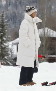 Jennifer Lopez in a White Puffer Coat