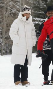 Jennifer Lopez in a White Puffer Coat