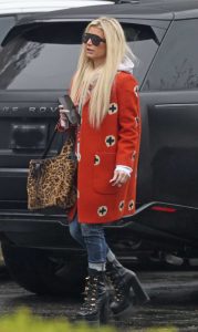 Jessica Simpson in a Red Coat