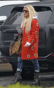 Jessica Simpson in a Red Coat