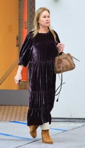 Kathy Hilton in a Purple Dress