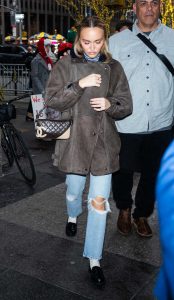 Lily-Rose Depp in a Blue Ripped Jeans