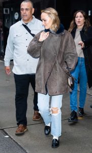 Lily-Rose Depp in a Blue Ripped Jeans