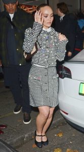 Lily-Rose Depp in a Houndstooth Suit