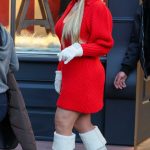 Mariah Carey in a Red Knitted Dress Was Seen During Prada Shopping Trip in Aspen 12/21/2024