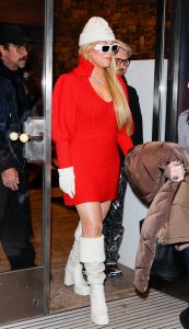 Mariah Carey in a Red Knitted Dress