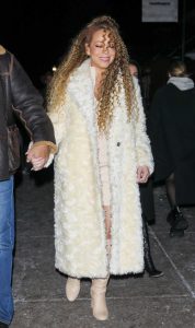 Mariah Carey in a White Fur Coat