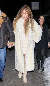 Mariah Carey in a White Fur Coat