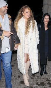 Mariah Carey in a White Fur Coat