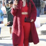 Natasha Blasick in a Red Leggings Heads at Farmers Market in Los Angeles 12/15/2024