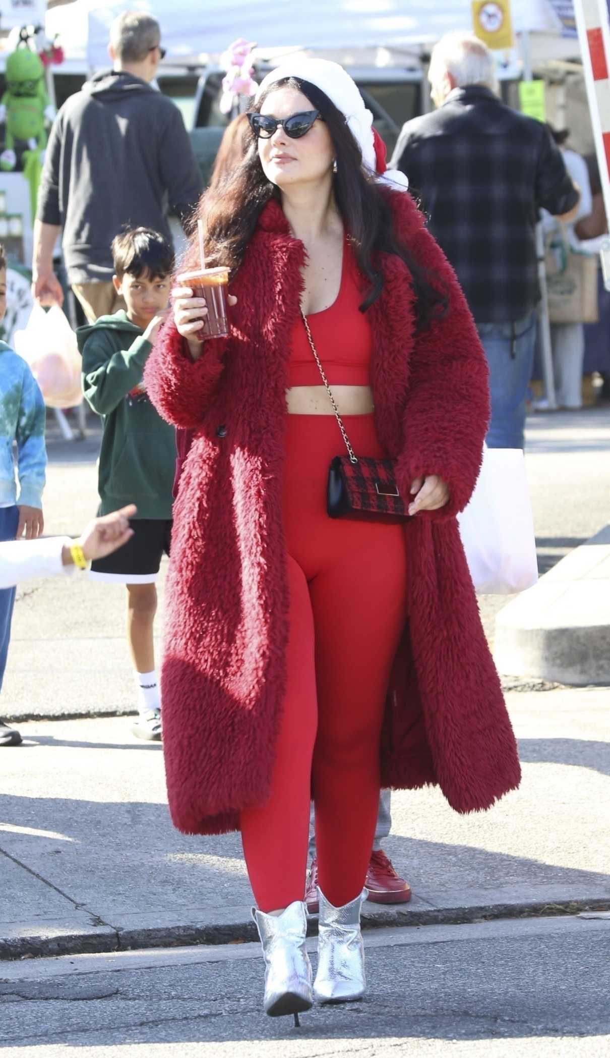 Natasha Blasick in a Red Leggings