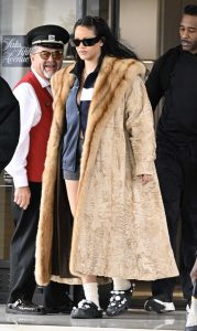 Rihanna in a Beige Fur Coat