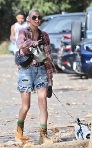 Ruby Rose in a Plaid Shirt