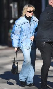 Sabrina Carpenter in a Baby Blue Jacket