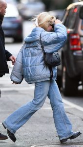 Sabrina Carpenter in a Baby Blue Jacket