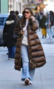 Sofia Vergara in a Brown Puffer Coat