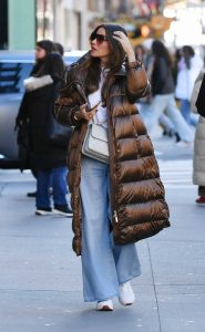 Sofia Vergara in a Brown Puffer Coat