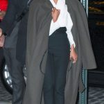 Zoe Saldana in a Grey Coat Arrives at Emilia Perez Special Screening in New York 12/03/2024