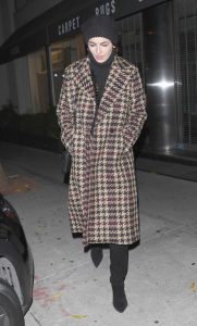 Camilla Belle in a Houndstooth Patterned Coat