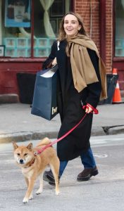 Chloe Fineman in a Black Coat