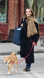 Chloe Fineman in a Black Coat