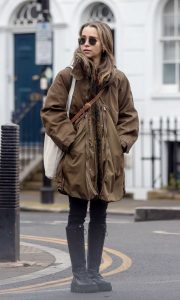 Emilia Clarke in a Tan Jacket