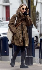 Emilia Clarke in a Tan Jacket