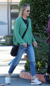 Helen Hunt in a Green Cardigan