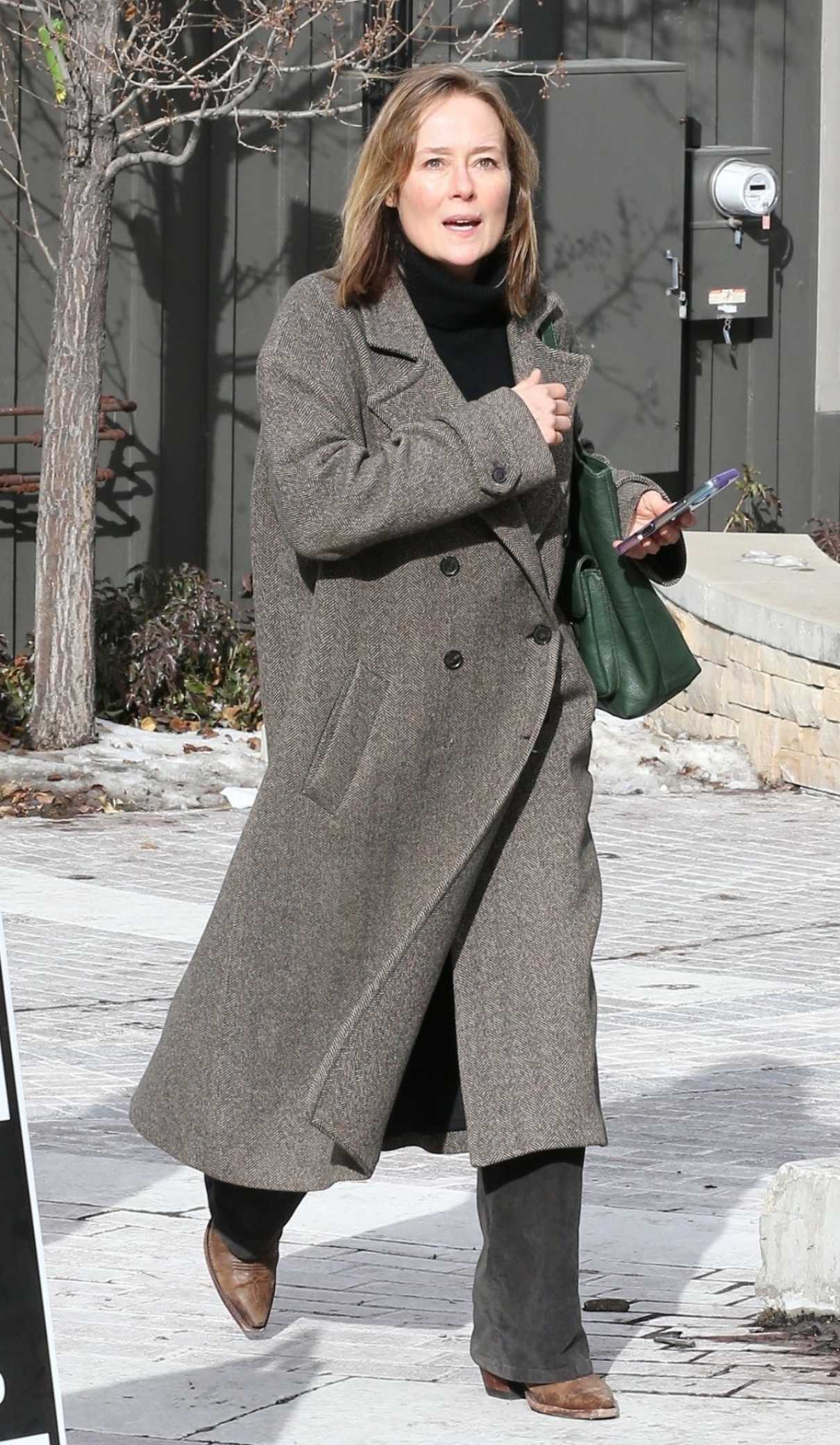 Jennifer Ehle in a Grey Coat