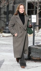 Jennifer Ehle in a Grey Coat