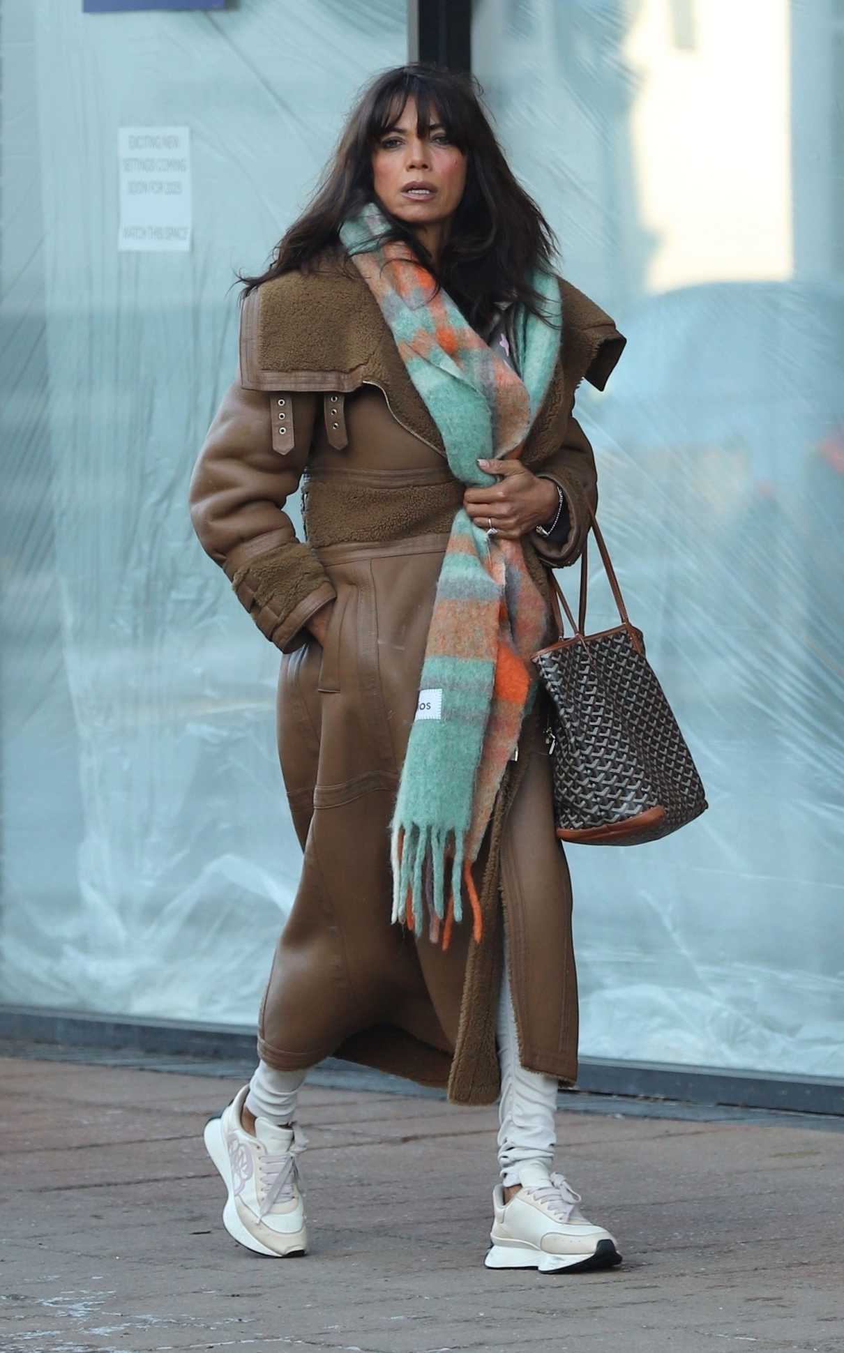 Jenny Powell In A Tan Leather Coat Was Seen Out In Wilmslow In Cheshire 