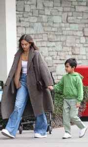 Jessica Alba in a Tan Coat