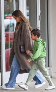 Jessica Alba in a Tan Coat