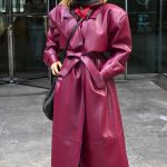 Joanna JoJo Levesque in a Burgundy Leather Coat Visits iHeart Radio Studios in New York City 01/21/2025