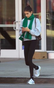 Kaia Gerber in a Black Leggings