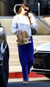 Kaia Gerber in a Grey Sweatshirt