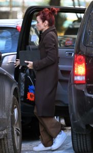 Lily Allen in a Brown Coat