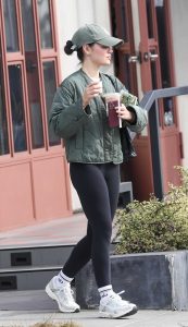 Lucy Hale in an Olive Jacket