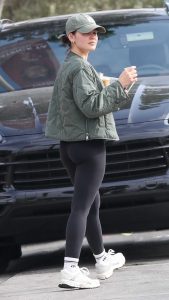 Lucy Hale in an Olive Jacket