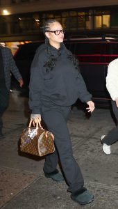 Rihanna in a Black Sweatsuit