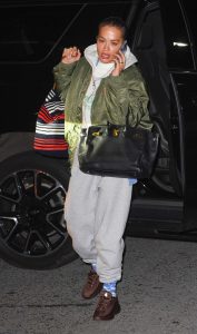 Rita Ora in an Olive Bomber Jacket